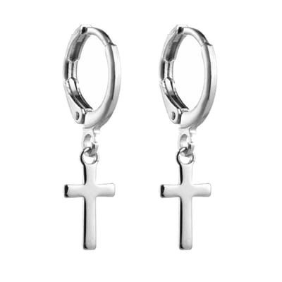 Fako Bijoux® - Minimalistische Oorbellen - Kruisje Mini - Ring Oorbellen - Zilverkleurig