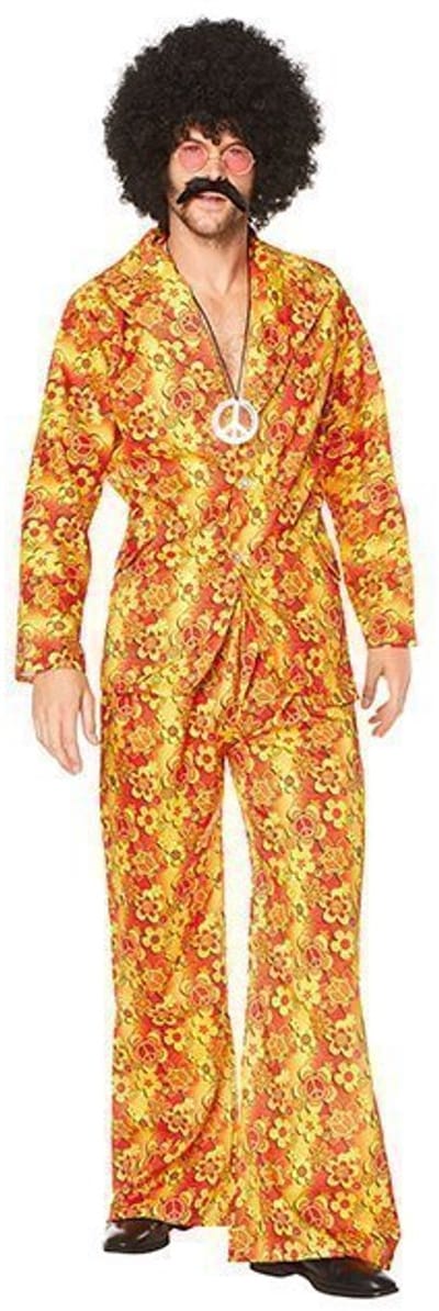 Karnival Costumes Verkleedpak Retro Groovy Heren Carnavalskleding Heren Carnaval Foute Party '60 '70 Party - Polyester - Oranje - Maat M - 2-Delig Jas/Broek