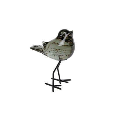 Van Manen sculptuur vogel decoratie glas groen 11x8x14cm.