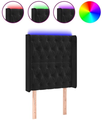 vidaXL - Hoofdbord - LED - 83x16x118/128 - cm - fluweel - zwart