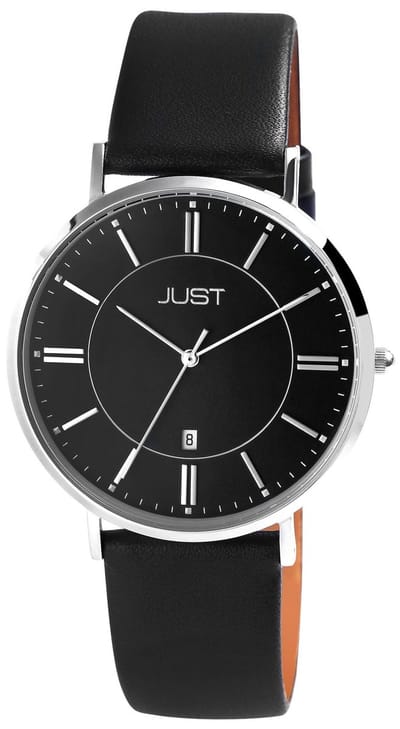 JUST herenhorloge echt leer Milo, mineraalglas