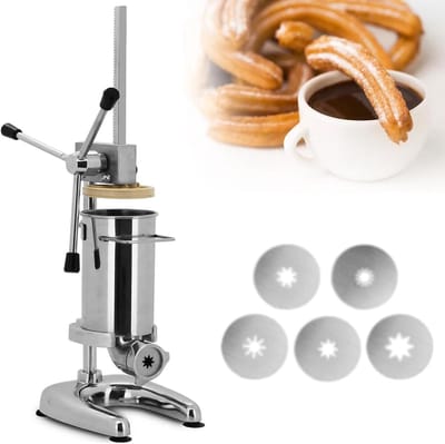 Churros Maker - Spaanse Frituur - Zelf Bakken - Vijf Vormen - 3L Capaciteit - Zilver