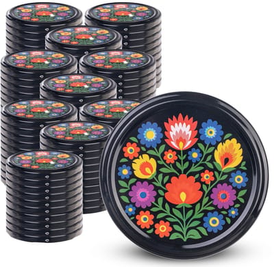KADAX schroefdeksel TO82 voor potten van 82 mm – Twist-Off-vervangingsdeksels voor inmaak- en jam potten van 235-900 ml, luchtdicht en vaatwasmachinebestendig (volksbloemen, set van 100)