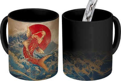 Magische Mok - Foto op Warmte Mokken - Koffiemok - Koi - Zee - Golven - Zon - Magic Mok - Beker - 350 ML - Theemok