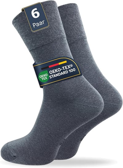 Heren Sokken 6 Paar met Extra Brede Comfort Tailleband | Zonder Knellend Elastiek