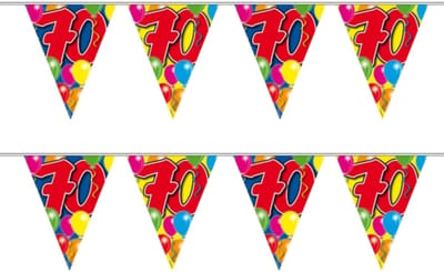 Folat Leeftijd vlaggenlijn - 2x - 70 jaar - 10 meter - verjaardag feest versiering - vlaggetjes