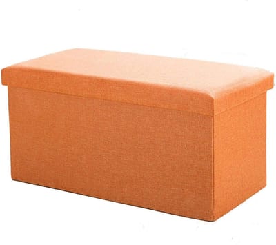Voetenbankje Opbergbox - Poef Hocker - Zitruimte Creëren - Inklapbaar Stevig - 78x38x38cm - Oranje