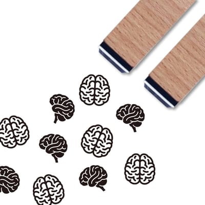 Houten stempels, hersenstempels, personaliseerbaar, 1,5 × 1,5 × 6 cm, stempelset voor het maken van wenskaarten, cadeauhangers, scrapbooking en knutselprojecten