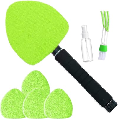 Voorruitreiniger Tool - Auto Detailborstel - Voertuig Onderhoud - 180 Graden Draaibare Kop - 41-57 cm Telescoopsteel - Groen