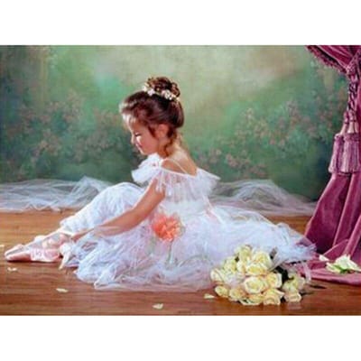 Belle Jeune Fille Broderie DIY Peinture Diamant Point de Croix Broderie Diamant Rond Décor 20X30CM