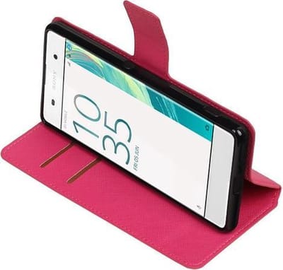 BestCases.nl Roze Sony Xperia XA TPU wallet case booktype hoesje HM Book