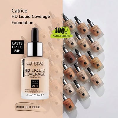 Catrice - HD Liquid Coverage Foundation 24H Mattifying Face Primer 002 Porcelain Beige 30Ml