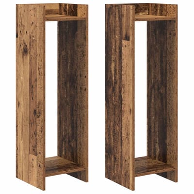 vidaXL - Plantenstand - 2 - st - Oud - hout - 30 - x - 30 - x - 100 - cm - Bewerkt - hout
