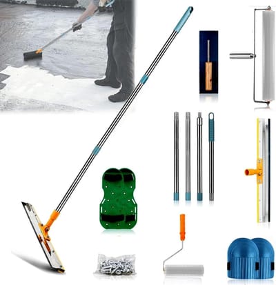 Vloercoating Gereedschapset - Nivellerende Set - Zelf Egaliseren - Compleet Met Kniebeschermers - 56 cm Rakel - Grijs