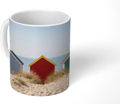 Mok - Koffiemok - Strand - Huisjes - Kleurrijk - Duinen - Mokken - 350 ML - Beker - Koffiemokken - Theemok