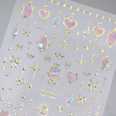 Dailygoods - 5D Geprononceerde Roze Hartvormige Nagelstickers - Nail Art Accessoires voor Vrouwen en Meisjes