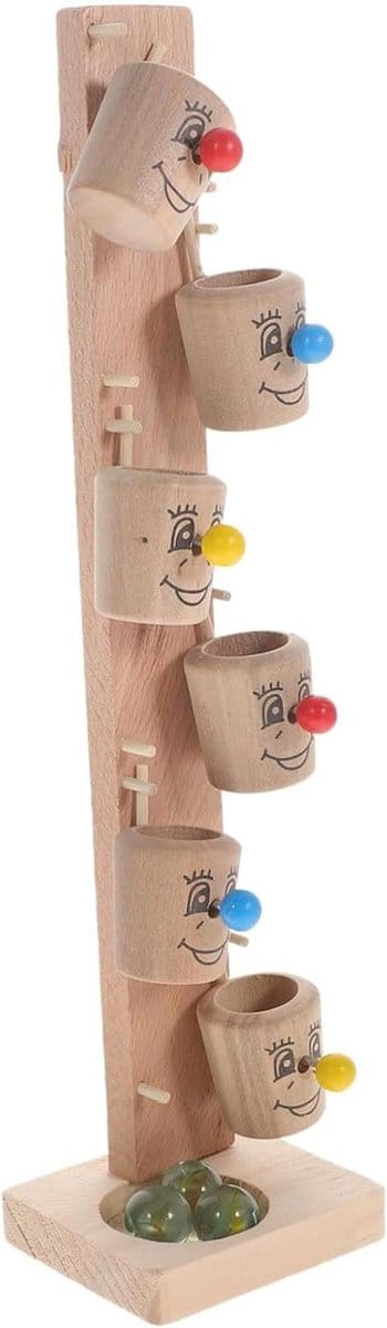 Knikkerbaan Speelgoed - Clown Baan - Hand Oog Coördinatie - Duurzaam Valbestendig - 7 x 5.9 x 28 cm - Lichtbruin