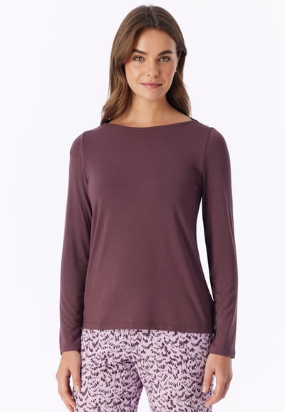 Shirt met lange mouwen en U-hals, cacaobruin - Mix+ Relax 34