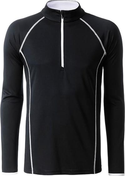 James and Nicholson Heren Sport Top met lange mouwen (Black/white)