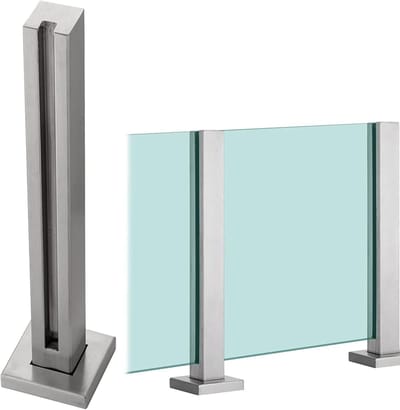 Glazen Balustrade Paal - RVS Relingpaal - Terras Afscheiden - Zonder Glas Boren - 120cm - Zilver