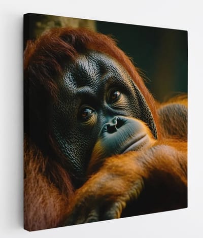 Saammp Canvas Schilderij - Orang oetan - Abstract - Dier - 20x20 - Foto op canvas - Wanddecoratie - Muurdecoratie Woonkamer - Slaapkamer decoratie - Canvas Print