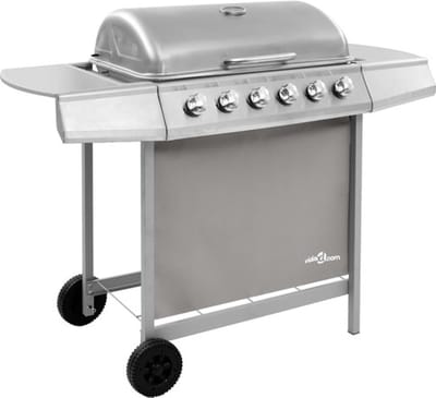 vidaXL Gasbarbecue met 6 branders zilverkleurig