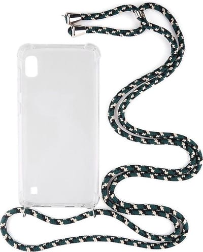 Shop4 - Geschikt voor Samsung Galaxy A10 Hoesje - Zachte Back Case met Koord Camouflage Groen