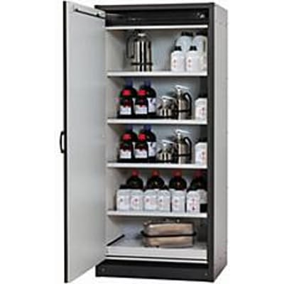 Veiligheidskast type 30 asecos Q-CLASSIC-30, scharnierende deur, links scharnier, voorste veiligheid geel, B 864 x D 620 x H 1947 mm