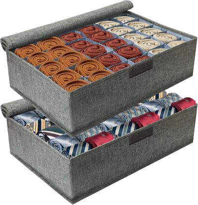 Organizer 2 Stuks - Opvouwbare Kast Organizer Verdeler 30 Cellen Met Deksel - Opbergdozen Voor Sokken, Beha, Zakdoeken, Banden