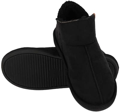 Apollo dames sloffen - instappers - zwart - suede look - hoog model - pantoffels - harde zool 37-38