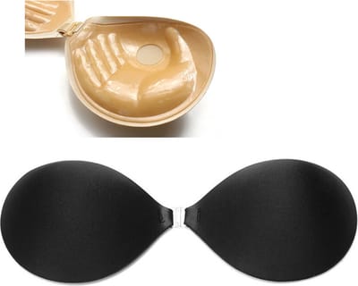 Sara Sho / Plak BH / Plak BH  HandLifting/Onzichtbare Push Up Bh Zelfklevende / beha Backless Strapless / Gel sticky Solid -Cup -C - Model XL  / Zwart -Topkwaliteit