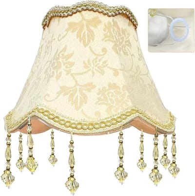 JeiibrZui Retro Lampenkap Met Franjes - 26x27x13 cm - E27 Stoffen Kap - Vintage Bloemenpatroon Voor Tafel- En Staande Lampen
