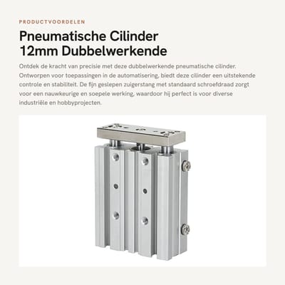 Dailygoods- Pneumatische Cilinder 12mm Boring - 40mm Slag - 3-Staaf - Aluminiumlegering - Hoge Precisie - Fijngeslepen Zuigerstang - Luchtcilinder
