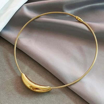 Franse retro design metalen buis slang bot ketting kraag voor dames overdreven roestvrijstalen ketting kleurloze sieraden voor meisjes gray