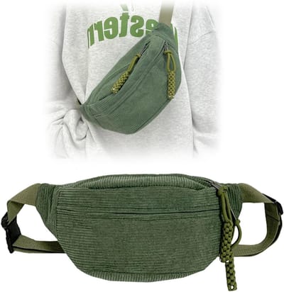Modieuze Corduroy Heuptas voor Vrijetijdssporten - Zwarte Crossbody Tas met Verstelbare Schouderband voor Mannen en Vrouwen, Unisex, Ideaal voor Dagelijks Gebruik