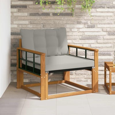 vidaXL - Buiten - bank - set - Massief - Acaciahout - en - Textilene - Naturel