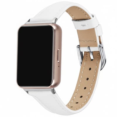 Leren bandje - geschikt voor Huawei Watch Fit 5 (PRO), Watch Fit 4 (Pro), Watch Fit 3 - leer met gespsluiting - wit