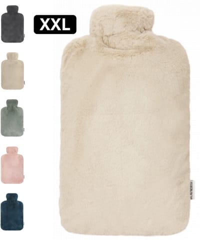 Ølav North - XXL Kruik met Nordic Fur hoes - Incl geschenkverpakking - Tot 8 uur warmte - Heerlijk zacht - Warmwaterkruik - 3.4 liter – Sand Beige - Cadeau voor haar, vrouw, vriendin