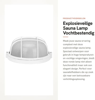 Dailygoods - Explosieveilige Sauna Lamp - Vochtbestendig - Ronde Lamp voor Stoomkamer - E27 Draad - Duurzaam en Praktisch - Ideaal voor Sauna's
