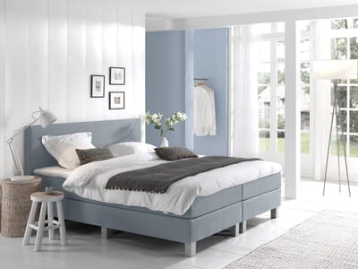 Anno 1588 VEDO Boxspringset - Pocketvering - Luxe Topper - Inclusief Dekbed en Kussens - IJsblauw - 180x200 cm
