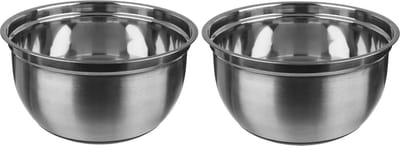 2x stuks beslagkommen/mengkommen RVS met antislip - 1L - Keukenbenodigdheden - Serveerschalen/saladeschalen
