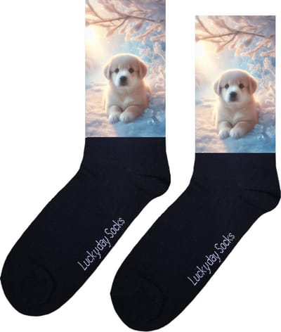 Golden retiever - Opkikkertje - Winter - Grappige sokken - Valentijn cadeau - Verjaardag cadeau - Kerst cadeau - Hond - Grappige sokken - Leuke sokken - Vrolijke sokken - Kerst sokken - Vaderdag - Moederdag - Socks maken Happy - 37-44