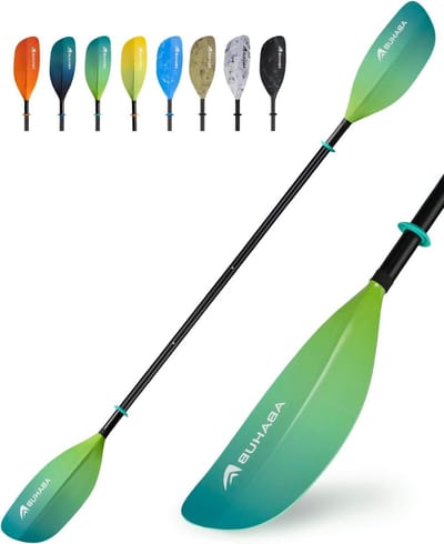 Abahub Adjustable Kayak Paddle, 230 cm to 250 cm, Double Paddle, Aluminium Paddle for Kayaking, Boating, Canoe, Kayak, Aluminium Alloy, Plastic Shaft in 12 Colours