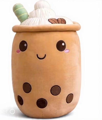 Bubble Tea Pluche - Knuffelkussen Zacht Speelgoed - Decoratie en Knuffelen - Zacht Pluche Materiaal - 33 cm - Bruin
