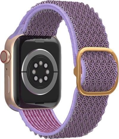 Nylon bandje - geschikt voor Apple Watch 1/2/3/4/5/6/7/8/9/10/11/ SE (1,2,3) met maat 38 mm / 40 mm / 41 mm en 42 mm (Watch 10/11) - lila