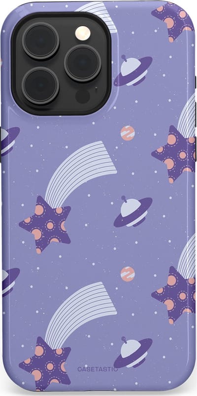 Casetastic Hoesje Geschikt voor Apple iPhone 15 Pro Max Magsafe - Stijlvolle Beschermende Duo-layer Case - Sterrenhemel Lila