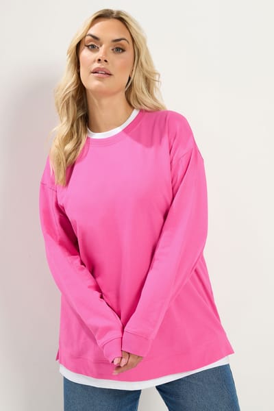 Yours Roze Trui Met Ronde Hals Size 38