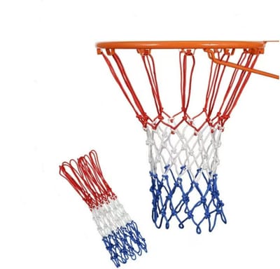 Basketbalnet Outdoor & Indoor – Heavy Duty Vervangend Net, Professioneel All-Weather Anti-Whip Basketbalnet – Wit/Blauw (Zonder Basketbalring)