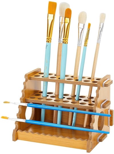 Dailygoods- Penseelhouder voor 40 Borstels - Kalligrafie/Bureau Stand - Droogstandaard - Make-up Cosmetische Borstels - Potloden/Pennen - Afmeting 135x90x91,5mm - Borstelorganizer