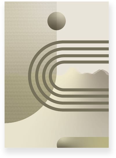 Poster 20x30 cm - Geometrische Vormen - Bogen - Donkergroen - Lichtgroen - Abstract - Modern - Muurdecoratie - Wanddecoratie